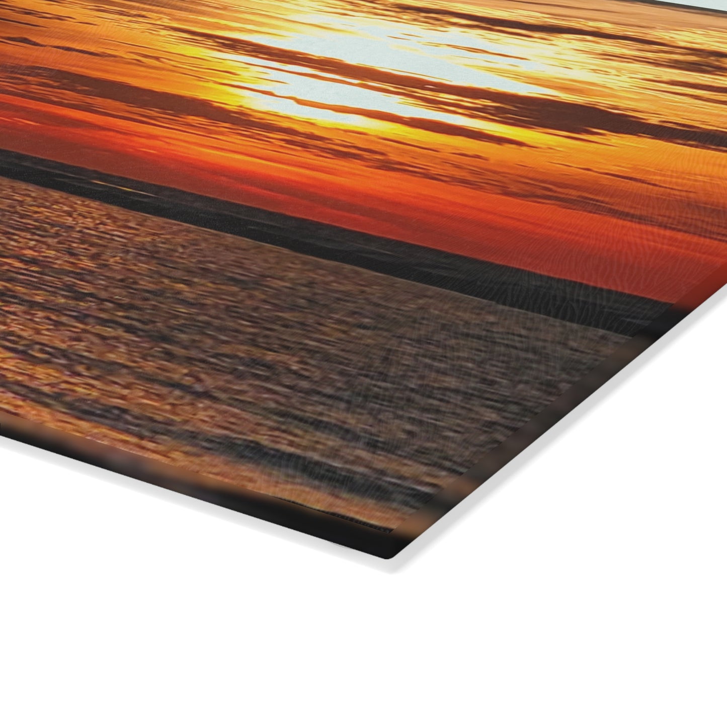 Glass Cutting Board - Lake Michigan Sunset and Lighthouse
